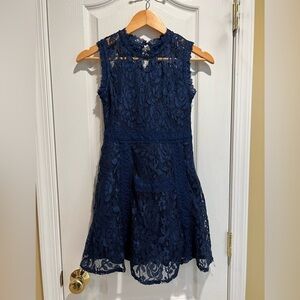 Knitworks girls￼ dress size 10 navy blue lace.